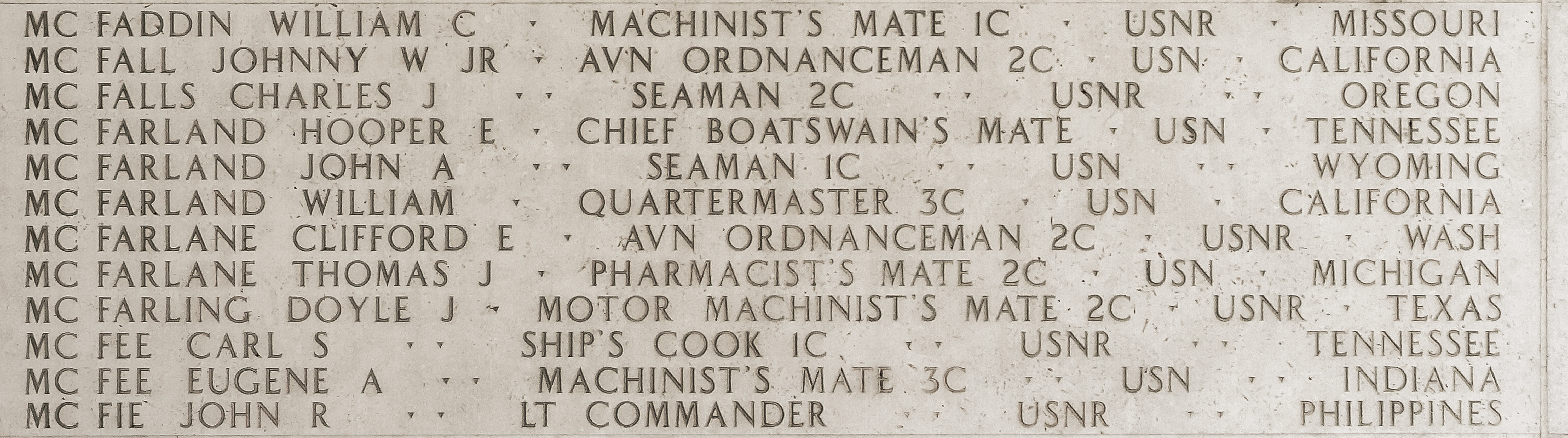 Hooper E. McFarland, Chief Boatswain's Mate